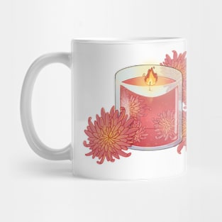 Beautiful gentle candle with chrysanthemum Mug